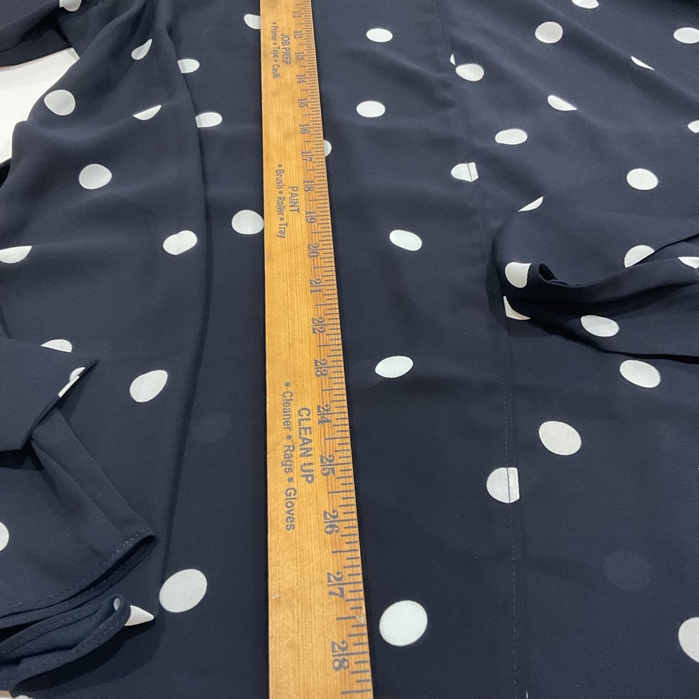 Evan Picone Black Label Navy Polka‑Dot Tie‑Waist Blouse | Size XL (EUC) - Picture 7 of 8